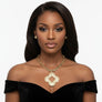 Pendant Matte Gold Hammered Quatrefoil Necklace
