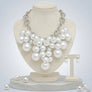White Pearl Cluster Opulent Chunky Bib Necklace