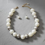 High Gloss Pearlescent White Brown 24mm Necklace