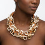 Tribal Marble Ivory Square Leather Woven Necklace