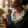 Tribal Marble Mint Square Leather Woven Necklace
