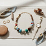 Chunky Stone Geometric Bead Flower Tribal Necklace