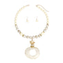 Pendant Cream Marble Bead Long Tribal Necklace