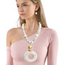 Pendant Cream Marble Bead Long Tribal Necklace