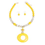 Pendant Yellow Marble Bead Long Tribal Necklace