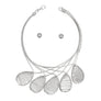 Bib Silver Metal Wire Teardrop Sculpted Necklace