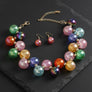 Necklace Dark Multi Iridescent Bubble Ball Bead