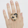 Chunky Heart Leopard Print Stretch Cocktail Ring