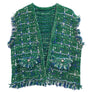 Silver Threaded Luxe High Quality Tweed Green Vest