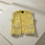 Gold Threaded Luxe Plaid Tweed Mustard Vest