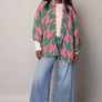 AKA Sorority Houndstooth Knit Pink Green Cardigan