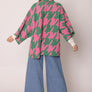 AKA Sorority Houndstooth Knit Pink Green Cardigan