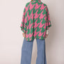 AKA Sorority Houndstooth Knit Pink Green Cardigan