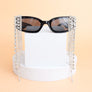 Sunglasses Black Rectangle Rhinestone Fringe
