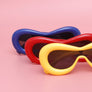 Sunglasses Yellow Puffed Frame Visor Eyewear Women