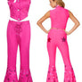 Rodeo Barbie Pink Cowgirl Costume for Adult Women Girl Wild West Western Outfit Cosplay Hippie Costume 70s 80s Disco Scarf Halloween Party