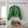AKA Greek Apparel S Cropped Satin Varsity Jacket