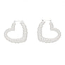 Hoops Twisted Silver Metal Heart Earrings Women