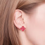 Studs Pink Rhinestone Quatrefoil Clover Earrings