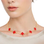 Necklace Gold Red Rhinestone Quatrefoil Clovers