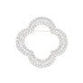 Brooch Silver Rhinestone Quatrefoil Clover Pin