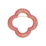 Brooch Pink Rhinestone Quatrefoil Clover Pin