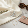 Glass Crystal High Heel and Heart Silver Brooch