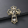 Black Brooch Elaborate Religious Cross Gold Pin