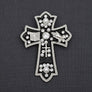Black Brooch Elaborate Religious Cross Silver Pin