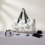 Travel Bag Cream Quilted Black Butterfly Duffel