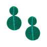 Drop Green Seed Bead and Felt Circle Earrings