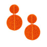 Drop Orange Seed Bead and Felt Circle Earrings