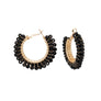 Hoops Black Bead Gold Wire Wrapped Earrings Women