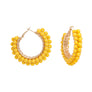 Hoops Yellow Bead Gold Wire Wrapped Earrings Women