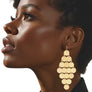 Fish Hook Brushed Gold Coin Dangle Earrings