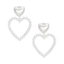 Drop Silver Cream Pearl Heart Earrings for Women