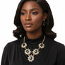 Flower Black Pendant Necklace Set