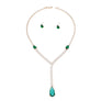 Formal Necklace Green Teardrop Crystal Y Set