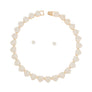 Chain Gold Pave Heart Link Necklace Set for Women