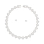 Chain Silver Pave Heart Link Necklace Set Women