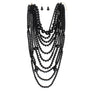 Beaded Black 10 Strand Long Layered Necklace Women