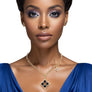 Pendant Gold Black Monogram Flower Necklace Set