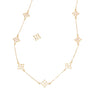 Long Necklace Gold Cream Monogram Flower Chain