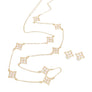 Long Necklace Gold Cream Monogram Flower Chain