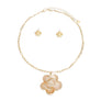 Pendant Cream 3D Rose Gold Chain Set for Women