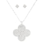 Pendant Rhinestone Quatrefoil Silver Necklace Set