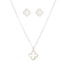 Pendant Vintage White Quatrefoil Silver Necklace