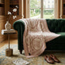 Faux Cashmere Pink Beige Motif Shawl Square Scarf