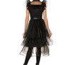 Black Costume Dress for Adults, Dark Gothic Dress with Belt, Perfect for Halloween Costume, Cosplay, and Birthday Party