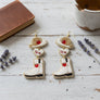 Dangle White Red Bead Cowboy Hat Boots Earrings